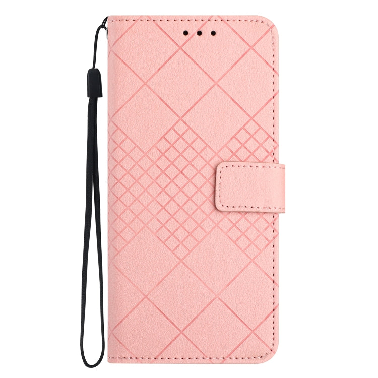 For Motorola Moto G Play 5G 2024 Rhombic Grid Texture Leather Phone Case(Pink) - Motorola Cases by buy2fix | Online Shopping UK | buy2fix