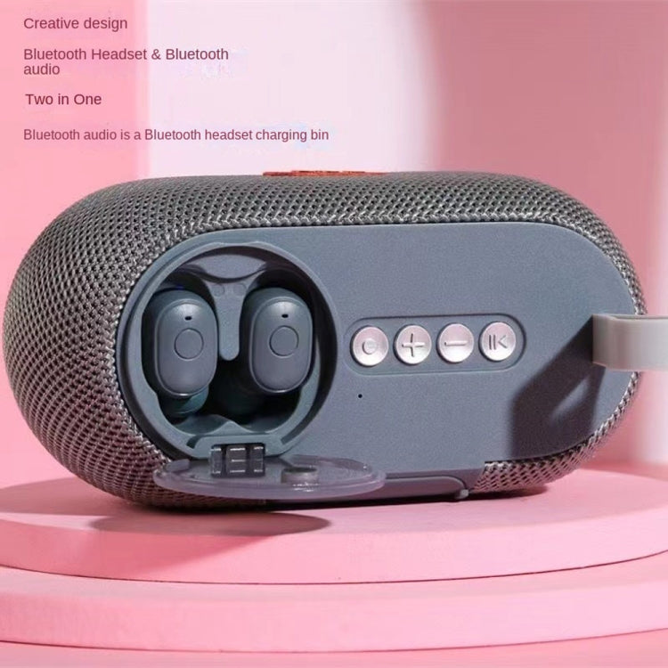 T&G TG810 2 in 1 Portable Outdoor Speaker + Mini Wireless Bluetooth Earphone(Grey) - Mini Speaker by T&G | Online Shopping UK | buy2fix