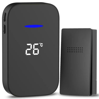 C302B One to One Home Wireless Doorbell Temperature Digital Display Remote Control Elderly Pager, US Plug(Black) by buy2fix