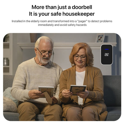 C302B One to One Home Wireless Doorbell Temperature Digital Display Remote Control Elderly Pager, US Plug(White) by buy2fix