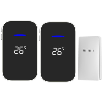 C302B One to Two Home Wireless Doorbell Temperature Digital Display Remote Control Elderly Pager, UK Plug(White) by buy2fix