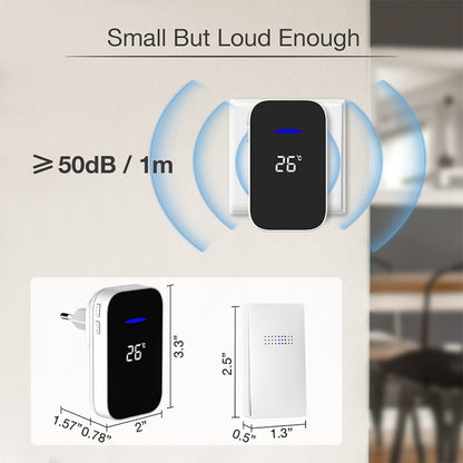 C302B One to Two Home Wireless Doorbell Temperature Digital Display Remote Control Elderly Pager, UK Plug(White) by buy2fix