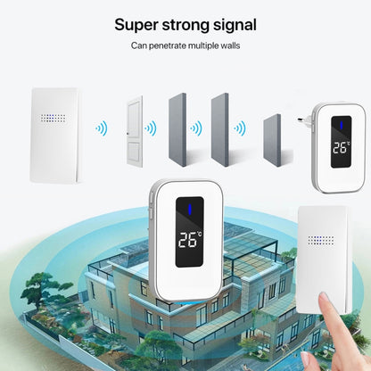 C303B One to One Home Wireless Doorbell Temperature Digital Display Remote Control Elderly Pager, US Plug(White) by buy2fix