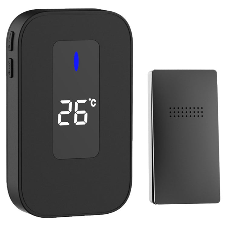 C303B One to One Home Wireless Doorbell Temperature Digital Display Remote Control Elderly Pager, EU Plug(Black) by buy2fix