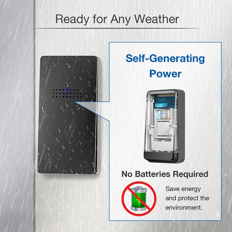 C303B One to One Home Wireless Doorbell Temperature Digital Display Remote Control Elderly Pager, EU Plug(Black) by buy2fix
