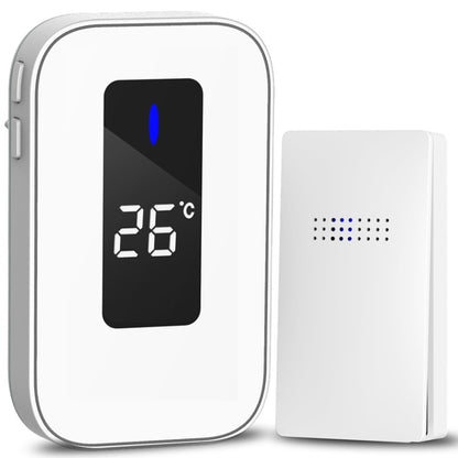 C303B One to One Home Wireless Doorbell Temperature Digital Display Remote Control Elderly Pager, EU Plug(White) by buy2fix