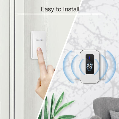 C303B One to One Home Wireless Doorbell Temperature Digital Display Remote Control Elderly Pager, EU Plug(White) by buy2fix
