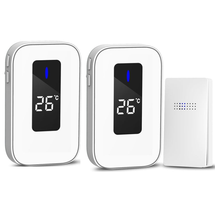 C303B One to Two Home Wireless Doorbell Temperature Digital Display Remote Control Elderly Pager, EU Plug(White) by buy2fix