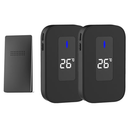 C303B One to Two Home Wireless Doorbell Temperature Digital Display Remote Control Elderly Pager, UK Plug(Black) by buy2fix