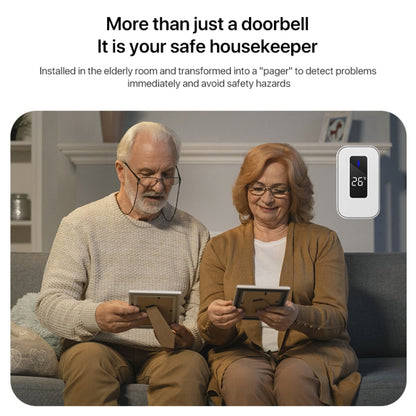 C303B One to Two Home Wireless Doorbell Temperature Digital Display Remote Control Elderly Pager, UK Plug(White) by buy2fix