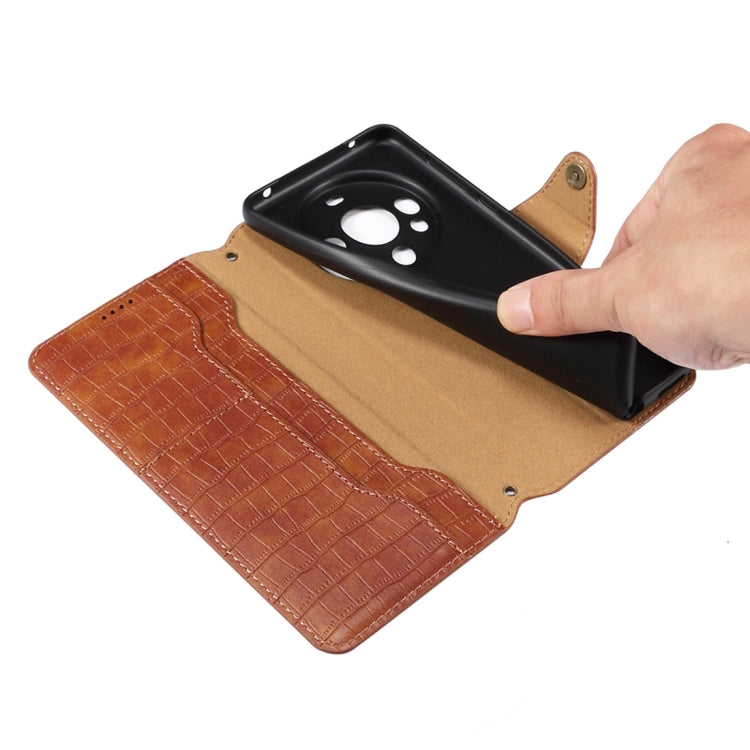 For Huawei Mate 60 Pro / Mate 60 Pro+ Denior Crocodile Texture Oil Edge Leather Phone Case(Brown) by Denior