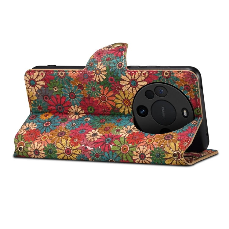 For Huawei Mate 60 Pro / Mate 60 Pro+ Denior Flower Language Series Cork Fabric Oil Edge Leather Phone Case(Spring) - Huawei Cases by Denior | Online Shopping UK | buy2fix