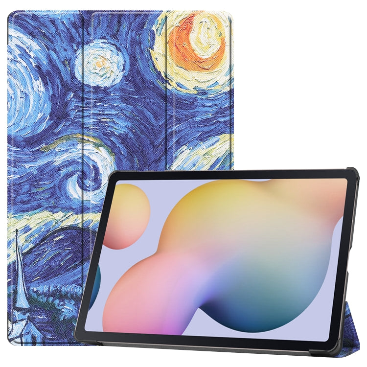 For Samsung Galaxy Tab S8+ / Tab S8 Plus / Tab S7 FE / Tab S7+ Custer Painted PU Leather Case with Sleep / Wake-up Function & 3-Fold Holder(Starry Sky) by buy2fix