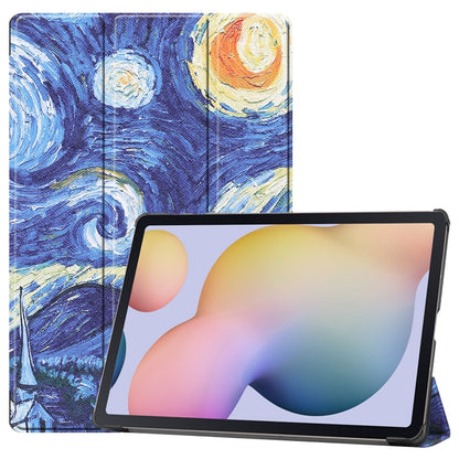 For Samsung Galaxy Tab S8+ / Tab S8 Plus / Tab S7 FE / Tab S7+ Custer Painted PU Leather Case with Sleep / Wake-up Function & 3-Fold Holder(Starry Sky) by buy2fix