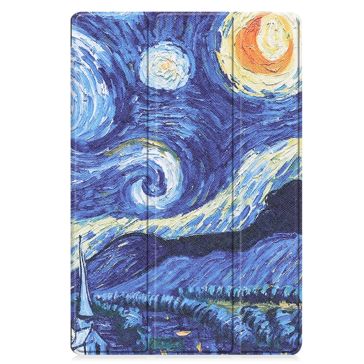 For Samsung Galaxy Tab S8+ / Tab S8 Plus / Tab S7 FE / Tab S7+ Custer Painted PU Leather Case with Sleep / Wake-up Function & 3-Fold Holder(Starry Sky) by buy2fix