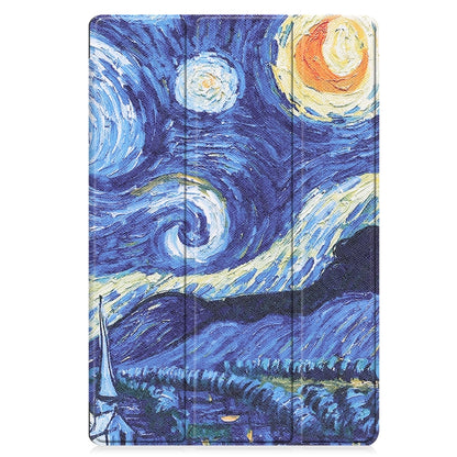 For Samsung Galaxy Tab S8+ / Tab S8 Plus / Tab S7 FE / Tab S7+ Custer Painted PU Leather Case with Sleep / Wake-up Function & 3-Fold Holder(Starry Sky) by buy2fix