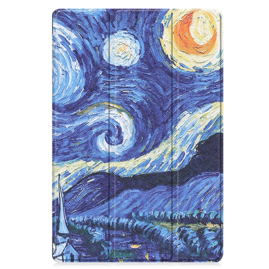 For Samsung Galaxy Tab S8+ / Tab S8 Plus / Tab S7 FE / Tab S7+ Custer Painted PU Leather Case with Sleep / Wake-up Function & 3-Fold Holder(Starry Sky) by buy2fix
