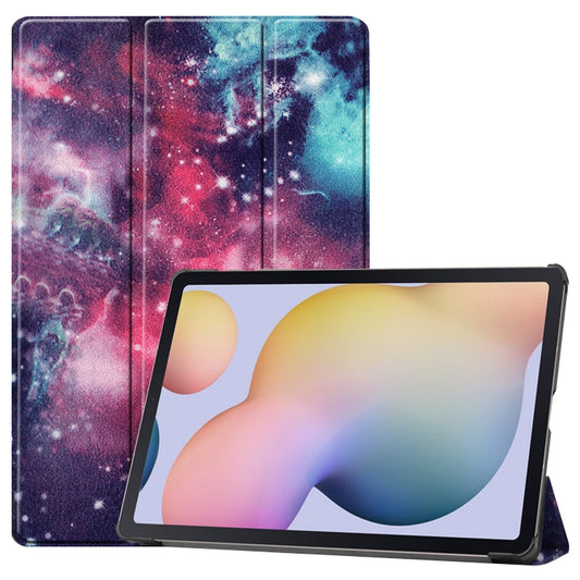For Samsung Galaxy Tab S8+ / Tab S8 Plus / Tab S7 FE / Tab S7+ Custer Painted PU Leather Case with Sleep / Wake-up Function & 3-Fold Holder(Galaxy Nebula) by buy2fix