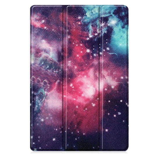 For Samsung Galaxy Tab S8+ / Tab S8 Plus / Tab S7 FE / Tab S7+ Custer Painted PU Leather Case with Sleep / Wake-up Function & 3-Fold Holder(Galaxy Nebula) by buy2fix