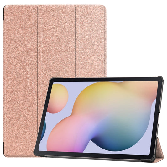 For Samsung Galaxy Tab S8+ / Tab S8 Plus / Tab S7 FE / Tab S7+ Custer Texture Smart PU Leather Case with Sleep / Wake-up Function & 3-Fold Holder(Rose Gold) by buy2fix