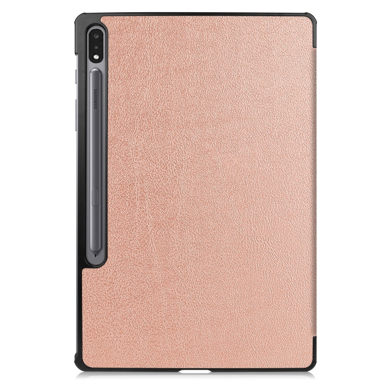For Samsung Galaxy Tab S8+ / Tab S8 Plus / Tab S7 FE / Tab S7+ Custer Texture Smart PU Leather Case with Sleep / Wake-up Function & 3-Fold Holder(Rose Gold) by buy2fix