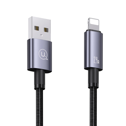 USAMS US-SJ669 USB To 8 Pin 2.4A Fast Charge Data Cable, Length: 2m(Black) by USAMS