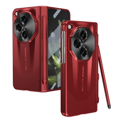 For OPPO Find N3 / OnePlus Open Integrated Frosted Electroplating Full Coverage Phone Case with Pen/Pen Slots(Red) - OnePlus Cases by buy2fix | Online Shopping UK | buy2fix