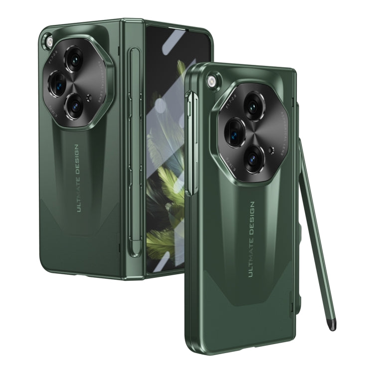 For OPPO Find N3 / OnePlus Open Integrated Frosted Electroplating Full Coverage Phone Case with Pen/Pen Slots(Green) - OnePlus Cases by buy2fix | Online Shopping UK | buy2fix