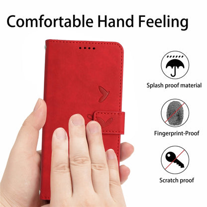 For Motorola Moto G Power 5G 2024 Skin Feel Heart Embossed Leather Phone Case with Long Lanyard(Red) - Motorola Cases by buy2fix | Online Shopping UK | buy2fix