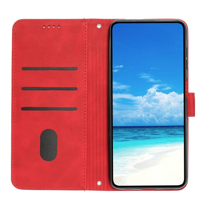 For Motorola Moto G Play 5G 2024 / G 5G 2024 Skin Feel Heart Embossed Leather Phone Case with Long Lanyard(Red) - Motorola Cases by buy2fix | Online Shopping UK | buy2fix