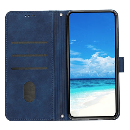 For OPPO Reno11 Pro Global Skin Feel Heart Embossed Leather Phone Case with Long Lanyard(Blue) - Reno11 Pro Cases by buy2fix | Online Shopping UK | buy2fix