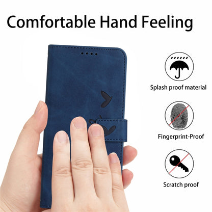 For OPPO Reno11 Pro Global Skin Feel Heart Embossed Leather Phone Case with Long Lanyard(Blue) - Reno11 Pro Cases by buy2fix | Online Shopping UK | buy2fix