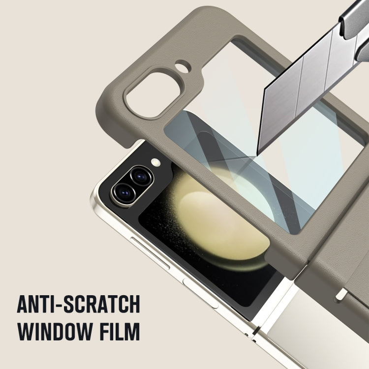 For Samsung Galaxy Z Flip5 Integrated PU + PC Full Coverage Phone Case with Pen/Pen Slots(Light Brown) - Galaxy Z Flip5 Cases by buy2fix | Online Shopping UK | buy2fix