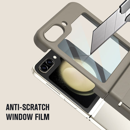 For Samsung Galaxy Z Flip5 Integrated PU + PC Full Coverage Phone Case with Pen/Pen Slots(Light Brown) - Galaxy Z Flip5 Cases by buy2fix | Online Shopping UK | buy2fix