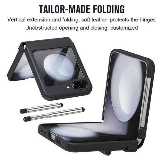 For Samsung Galaxy Z Flip5 Integrated PU + PC Full Coverage Phone Case with Pen/Pen Slots(Black) - Galaxy Z Flip5 Cases by buy2fix | Online Shopping UK | buy2fix