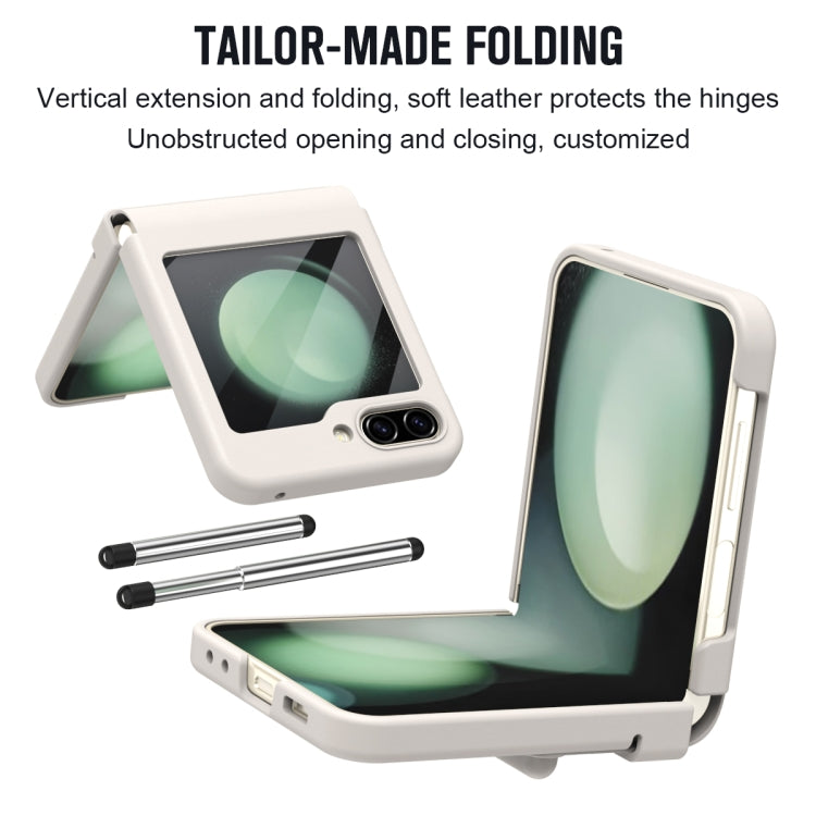 For Samsung Galaxy Z Flip5 Integrated PU + PC Full Coverage Phone Case with Pen/Pen Slots(White) - Galaxy Z Flip5 Cases by buy2fix | Online Shopping UK | buy2fix