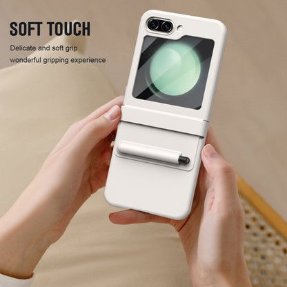 For Samsung Galaxy Z Flip5 Integrated PU + PC Full Coverage Phone Case with Pen/Pen Slots(White) - Galaxy Z Flip5 Cases by buy2fix | Online Shopping UK | buy2fix