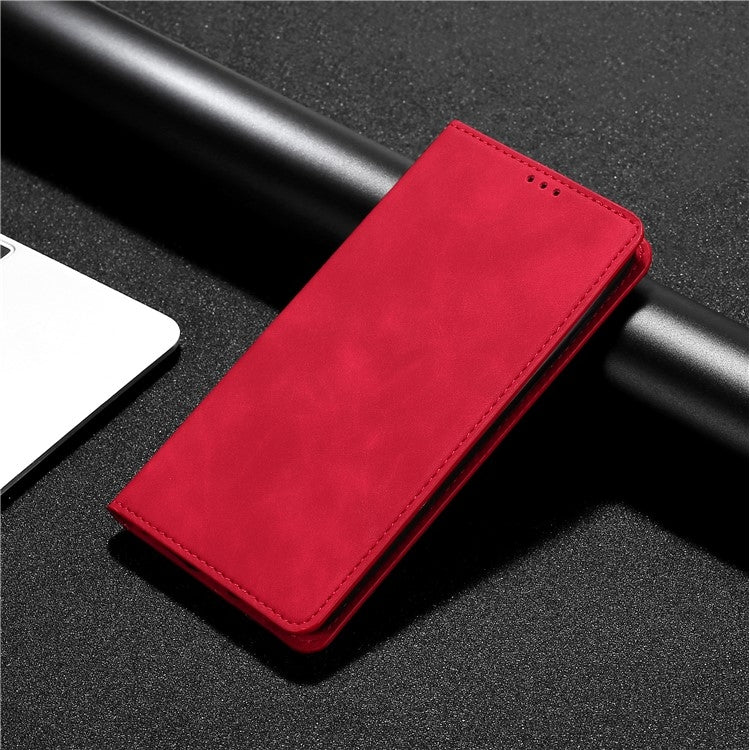 For Motorola Moto G Play 4G 2024 Skin Feel Magnetic Leather Phone Case(Red) - Motorola Cases by buy2fix | Online Shopping UK | buy2fix