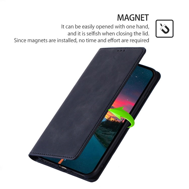 For Motorola Moto G Play 4G 2024 Skin Feel Magnetic Leather Phone Case(Black) - Motorola Cases by buy2fix | Online Shopping UK | buy2fix