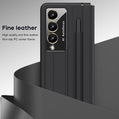 For Samsung Galaxy Z Fold4 PU + PC Full Coverage Phone Case with Pen/Pen Slots(Black) - Galaxy Z Fold4 5G Cases by buy2fix | Online Shopping UK | buy2fix