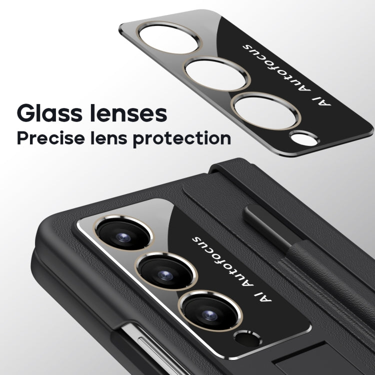 For Samsung Galaxy Z Fold4 PU + PC Full Coverage Phone Case with Pen/Pen Slots(Black) - Galaxy Z Fold4 5G Cases by buy2fix | Online Shopping UK | buy2fix