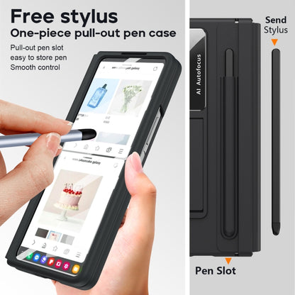 For Samsung Galaxy Z Fold4 PU + PC Full Coverage Phone Case with Pen/Pen Slots(Black) - Galaxy Z Fold4 5G Cases by buy2fix | Online Shopping UK | buy2fix