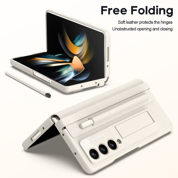 For Samsung Galaxy Z Fold4 PU + PC Full Coverage Phone Case with Pen/Pen Slots(White) - Galaxy Z Fold4 5G Cases by buy2fix | Online Shopping UK | buy2fix