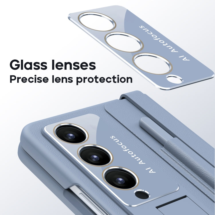 For Samsung Galaxy Z Fold4 PU + PC Full Coverage Phone Case with Pen/Pen Slots(Blue) - Galaxy Z Fold4 5G Cases by buy2fix | Online Shopping UK | buy2fix