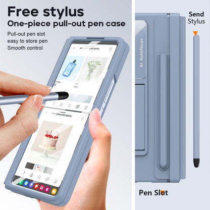 For Samsung Galaxy Z Fold4 PU + PC Full Coverage Phone Case with Pen/Pen Slots(Blue) - Galaxy Z Fold4 5G Cases by buy2fix | Online Shopping UK | buy2fix