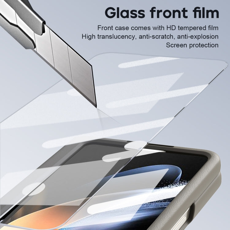 For Samsung Galaxy Z Fold4 5G Integrated PU + PC Full Coverage Phone Case with Pen/Pen Slots(Light Brown) - Galaxy Z Fold4 5G Cases by buy2fix | Online Shopping UK | buy2fix