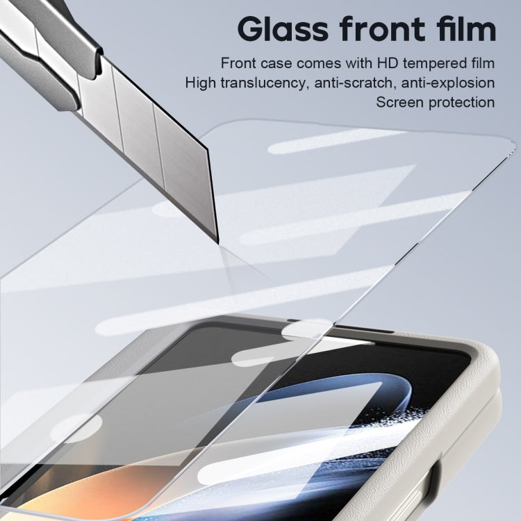 For Samsung Galaxy Z Fold4 5G Integrated PU + PC Full Coverage Phone Case with Pen/Pen Slots(White) - Galaxy Z Fold4 5G Cases by buy2fix | Online Shopping UK | buy2fix