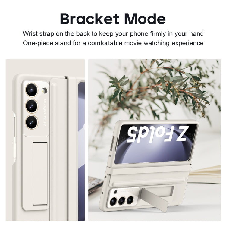 For Samsung Galaxy Z Fold5 5G Leather Texture PU + PC Full Coverage Phone Case(White) - Galaxy Z Fold5 Cases by buy2fix | Online Shopping UK | buy2fix