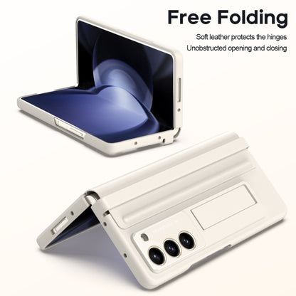 For Samsung Galaxy Z Fold5 5G Leather Texture PU + PC Full Coverage Phone Case(White) - Galaxy Z Fold5 Cases by buy2fix | Online Shopping UK | buy2fix