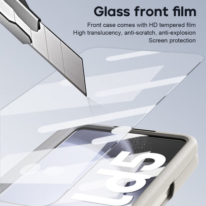 For Samsung Galaxy Z Fold5 5G Integrated Leather Texture PU + PC Full Coverage Phone Case(White) - Galaxy Z Fold5 Cases by buy2fix | Online Shopping UK | buy2fix